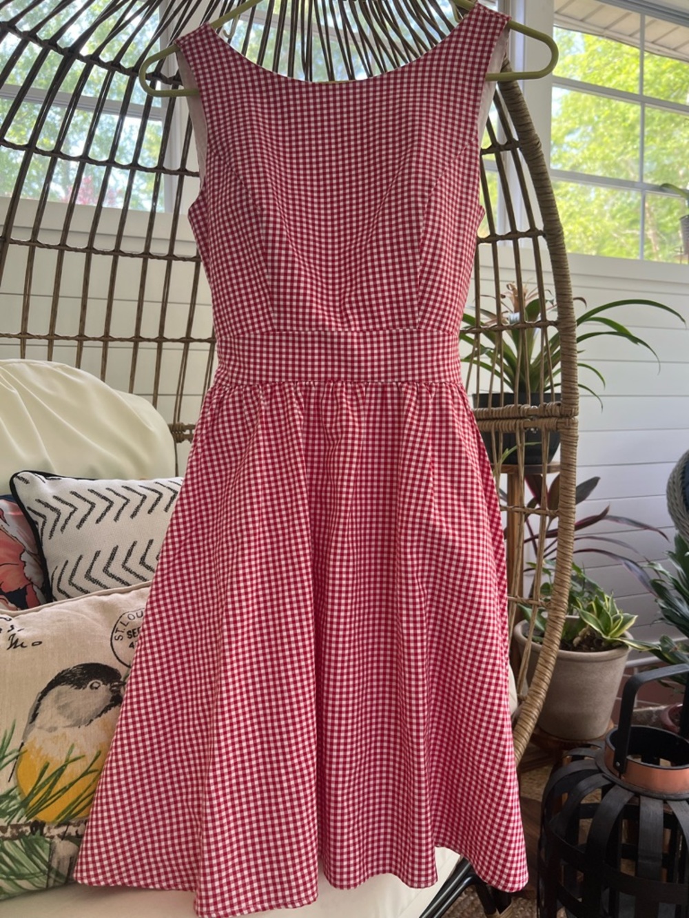 Lauren James Red Gingham Sleeveless vback mini dress. Southern Kentucky derby
